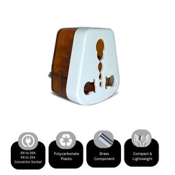 Upix 16amp Universal Converter Plug for (Type D) India, 6ampere to 16ampere 3-Pin International Socket for Big Size 16 A Plug Top (Use 16amp Devices in 6amp Socket) image 2