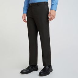 park avenue Men's Regular Fit Stripe Pattern Poly Viscose Blend Flat Front Formal Mid Rise Trouser (Size: 32)-PMTX07639-O6 Dark Brown image 3