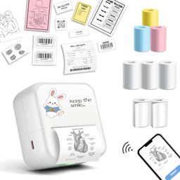 seznik Mini Printer, Wireless Monochrome Home Printers, Thermal, Bluetooth, Portable Pocket Printer, Compatible with Android, iOS Mobile. 1 Year Warranty(Minix-White) image 1