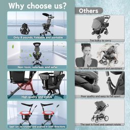 M MCIRCO BY Lightweight Foldable Baby Stroller, Easy To Fold For Travel And Outdoor Use, With Sunshade And 360° Rotating Seat,Adjustable Handle,Soft Wheel, No Assembly Requir Napkin Towel Holder,Black image 5