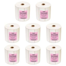 Tudko 50 mm X 35 mm (Smooth White) Direct Thermal Barcode Paper Labels, 3000 Labels in Roll, It is Self-Coated Ink Paper Label, Set of 8 Roll, Self Adhesive Paper Label Roll image 1