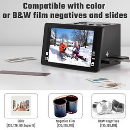 digitconvert Digital Film & Slide Scanner with 5" LCD Display, Converts Color & B&W 135/110/126 KPK Negatives & Slides & Super 8 Slides into 22MP JPEG Photos image 3