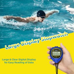 anteqi Waterproof Stopwatch Timer, Large Display Simple Silent Stop Watch with ON/Off Function No Clock No Calendar No Alarm Basic Operation for Sports Coaches Swimming Running Training, Blue image 4