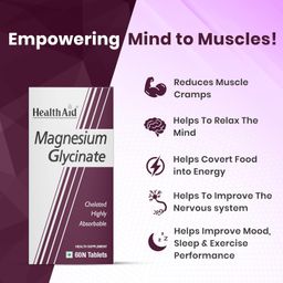 health aid HealthAid Chelated Magnesium Glycinate with Zinc – Magnesium Supplement for Muscle Recovery, Sleep Support, Cramps Relief & Nerve Health | Promotes Brain Health – 60 Veg Tablets image 3