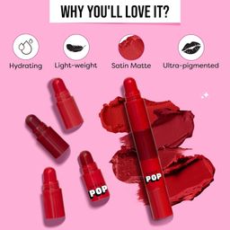 SUGAR POP 4 in 1 Lip Twist | Multi-use Stackable Lipsticks for Women | Enriched with Castor Oil | Satin Matte Hydrating Formula | 6.4gm - 02 Rouge Delight image 3