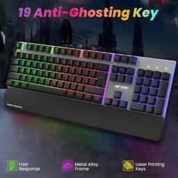 Ant Esports KM500 Pro Wireless Gaming Keyboard and Mouse Combo, LED Backlit Rechargeable 2000mAh Battery, Mechanical Feel Anti-ghosting Keyboard + 6D 3200DPI Mice for PC Gamer (Black) image 4