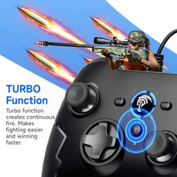 EasySMX Ps3 Wired Game Controller For Microsoft Xbox 360 Game System Joystick With Dual-Vibration Turbo & Trigger Buttons For Windows/ Android/ Ps3/ Tv Box, Not Xbox 360 Console (Black) image 4