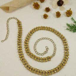 i jewels 18K Gold Plated Traditional Ethnic Round Kundan Studded Adjustable Kamarband/Belly Chain/Kandora/Wait Belt For Women (B016FL) image 2