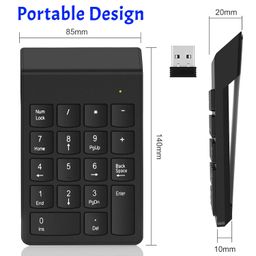 tatmohik Number Pad Wireless Numeric Keypad Numpad 18 Keys with a 2.4GHz USB Receiver,Portable and Upgraded 10-Key Financial Accounting Numeric Pad for Surface Pro/laptops/desktops/PC image 2