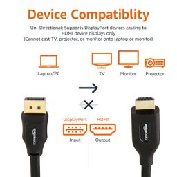 amazon basics AmazonBasics 6-Feet DisplayPort (not USB port) to HDMI Cable, Black image 2