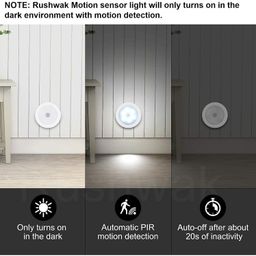 Rushwak Motion Sensor Light for Home with USB Charging Pack of 4 Wireless Self Adhesive LED Magnetic Motion Activated Light Motion Sensor Rechargeable Light for Wardrobe Bedroom Stairs (White/Warm) image 3
