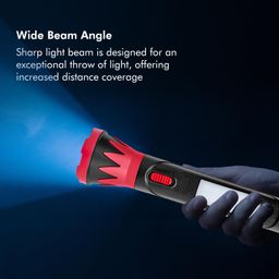 wipro Radiant Dual Light LED Torch, Black & Red, Standard|Rechargeable Emergency Light | ABS Plastic| Dual Mode - Torch and Side Light|Li Ion Battery image 5