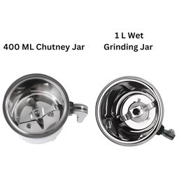 kaus kitchen Sujata Mixer Grinder compatible combo Attachments - 1000ML Medium Grinder + 400ML Chutney attachment (w/Lid Locks - 2024 Model) - For Sujata 900W Mixi - 2 attachments total image 3