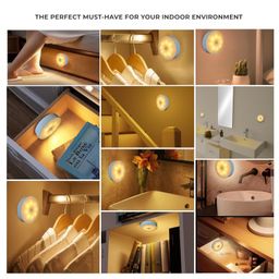 GETS Motion Sensor Lights for Home (Pack of 2) – USB Rechargeable, Long-Lasting Battery, Wireless LED Night Lights with Self-Adhesive, Perfect for Wardrobes, Stairs and Rooms with Auto ON/Off (White) image 2