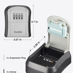 Puroma Key Lock Box Combination Lockbox Wall-Mounted Key Storage Box for House Keys, Resettable Code Safe Security Lock Box for Home, Office, Garage, Apartment Spare Key Storage (1 Pack, Grey) image 2