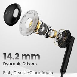 Portronics Conch Theta C in Ear Type C Wired Earphones with in Line HD Mic, Powerful Audio, 14.2mm Driver, Unique Earbuds Design, TPE Anti Tangle Wire, in line Controls, Wide Compatibility(Black) image 4