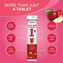 GLIMLACH Apple Cider Vinegar Effervescent Tablet for weight loss with vitamin B6 & B12 100% vegan No added Sugar Easy to carry & consume (Apple, 20 Tablets) (Apple) image 3