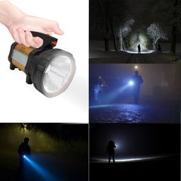 RENMAX Strong Bright Torch Powerfull Beam LED Laser Long Beam Range Rechargeable Search Light For Security Emergency & Tracking Metal - 1Pc (2In1 Torch & Emergency Light), 800 Lumens image 5