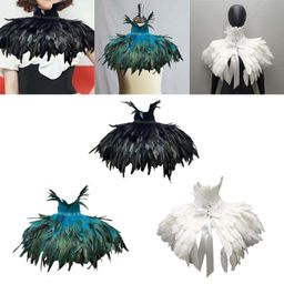 LOOM TREE Gothic Artificial Feather Cloak Soft for Stage Performance Black image 3