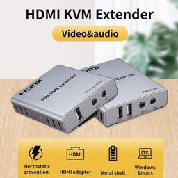 KVM HDMI Extender 60M - 1080P HD Video and USB Keyboard Mouse Control Signal Booster Over Single Cat5e/6 Cable with - Transmitter and Receiver Set for DVR/NVR/PC/Gaming/Server/control room image 2