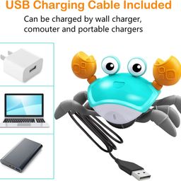 Kidology Crawling Crab Infant Tummy Time Toys For Kids | Kids Electronic Musical Light Up Toy With Automatically Avoid Obstacles Build In Rechargeable Battery, Blue image 2