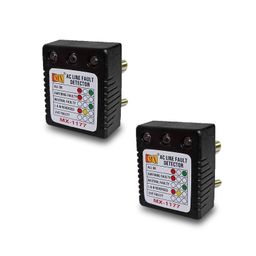 MX AC Line Fault Detector 5amp 3Pin Socket Tester for electrical work with Automatic Earthing | line detector tester L&N Reversed, Live Faulty Detector with RYG Led Indicator Wall Plug -Black, 2 Pcs image 1