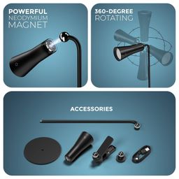 PARSPAR 4 in 1 Magnetic LED Desk Lamp, Table Lamp for Study Desk Light with Powerful Neodymium Magnets & Adjustable Brightness Reading Lamp USB C Charging image 3
