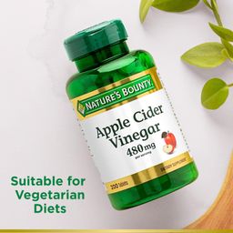Nature's Bounty Apple Cider Vinegar Dietary Supplement, Supports Energy Levels and Metabolism, Plant Based, 480mg, 200 Tablets : Pack of 1 image 4