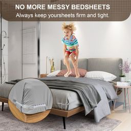 Lock Bed Sheet Straps Holder with Adjustable Height Position, Upgraded Open Corner Holders Keep Sheets Firm & Tight,No More Loose Sheets,Easy Installation(Grey) image 4