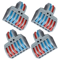 apurk Compact Lever Wire Nut Connector | 2 In To 6 Out Jointer | Splicing Wire Electrical Connector | Universal Quick Wiring Cable Connection | Terminal Block Tool (Pack of 2 PCs,Multicolor) image 4