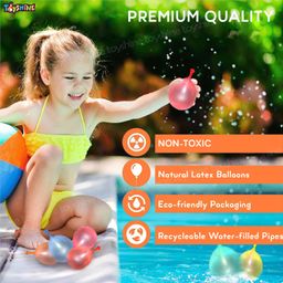 Toyshine Water Balloons Holi For Kids Boys And Girls, Latex With Refill Hose, Three Bunches Balloons Games Swimming Pool Outdoor Fun Magic Water Balloons (111 Pieces Balloons), Multicolor image 5