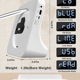 gracioso 4000mAh Rechargeable CD Player with Bluetooth: Portable CD Music Player with HiFi Speaker,Remote Control,LCD Display,Sleep Timer, FM Radio,Headphone Jack, Supports U-Disk/AUX for Home Kpop Lover image 2