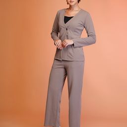 siril Women's Co-ord Set Lycra Top and Pant Set | Two Piece Co ord Set | Formal Cord Set for Women image 3