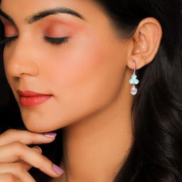 giva 925 SilverDual Tone Chalcedony Flower Drop Earrings | Danglers For Women & Girls | With Certificate of Authenticity and 925 Stamp | 6 Month Warranty* image 2