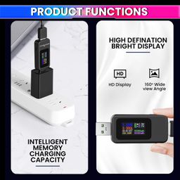 amiciSense 10-in-1 Digital USB Tester – Voltage, Current, Power, mAh, mWh, Resistance & Temperature for Comprehensive Device Diagnostics image 5