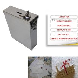 GinoSet® High GradeHeavy Metal All in one Multipurpose use Suggestion Box/Mail Box/Compaint Box/Donation Box/Wall Mountable with Two Key Lock Or Table Surface and Wall Mount Pack of 1 image 4