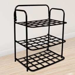 qbpatzwq Durable Plastic & Metal Shoe Rack - 3-Tier Stackable Organizer for Home, Closet & Entryway, Holds Up to 9 Pairs of Shoes, Easy Assembly, Space-Saving Design image 1