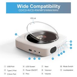 realinkus Small Portable CD Player with Speakers, Wall Mounted CD Player with Bluetooth, FM Radio, USB Read, AUX Line, Placement Desktop or on Bracket, Remote Controllable, Compatible Formats, Wired Powered image 3