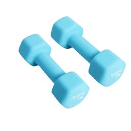 Amazon Brand - Symactive Neoprene Coated Fixed Dumbbell for Gym Exercises, Set of 2, 2 Kg, Light Blue image 5