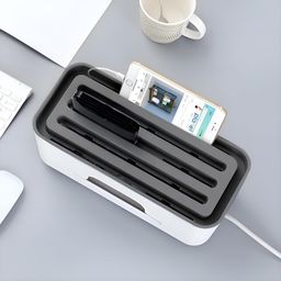 krylar KRYLAR-Cable Management Box with Mobile Stand, Power Cord Organizer for Desktop TV, Computer USB Hub System, Used for Covering and Hiding As Well As Power Boards and Power Cords (White) image 5