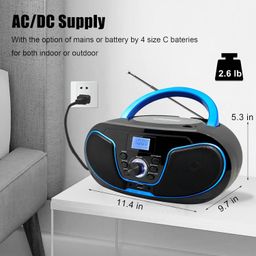 LONPOO Portable CD Player Boombox with FM Radio,USB Playback,Bluetooth-in,AUX Input and 3.5mm Earphone Output, Stereo Sound Speaker & Audio image 5