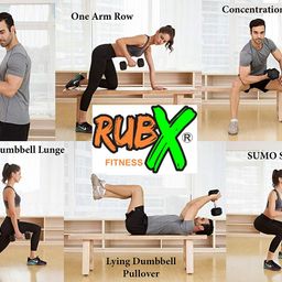 RUBX Rubber Coated Professional Exercise Hex Dumbbells (Pack Of 2) 5 Kg X 2Pc (Total = 10 Kg), Silver image 3