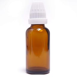 Homeotrade 30 ml Amber Colour Round Empty Glass Bottle Conical Dropper Cap white, Refillable, Reusable, Leak Proof - 30 Ml, Pack Of 12 image 1