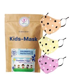 subhusha Kid's Cotton Dot Print Reusable & Washable& Breathable Skin Friendly Soft Cotton Face Mask with Adjustable Earloops Melt Blown and Without Valve Filter (Multicolour,Free Size) image 1