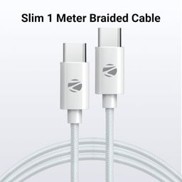 ZEBRONICS Type C to Type C Strong Braided Cable, 60W PD Fast Charging, for iPhone 16 Series, 15 Series, iPad, MacBook, Samsung, Other Android Devices, Data Sync, 1 Meter (ZEB-TT60+) image 5