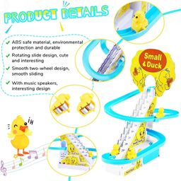 EUPHORIA Duck Slide Toy Set, Funny Automatic Stair-Climbing Ducklings Cartoon Race Track Set Little Lovely Duck Slide Toy Escalator Toy with Lights and Music (Duck Slide Pack of 1) image 2
