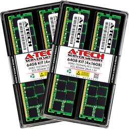 A-Tech 64GB Kit (4x16GB) Memory RAM for Supermicro SBI-7127RG-E - DDR3 1333MHz PC3-10600 ECC Registered RDIMM 2Rx4 1.5V - Server image 1