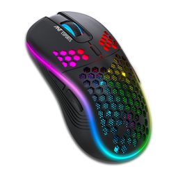 Ant Esports GM690 PRO 2.4Gz Bluetooth Wireless Gaming Mouse Honeycomb Wireless Mouse Rechargeable Mouse with RGB, 3 Adjustable DPI for Laptop, PC, Computer, Desktop, Notebook_Black image 1