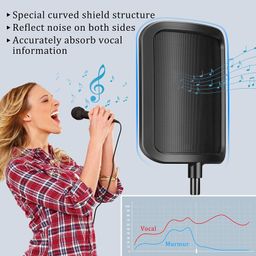 CLAPONE Microphone Pop Filter Mask Shield Professional Microphone Stand Mic Clip Holder for Studio Sound Recording, Meeting (Premium Black, Pop Filter Square Shield) image 3