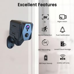vebiliki Spy Camera, 2K Mini Camera with SD Card, Wireless Video Recorder with Cloud & SD Storage, 100-Day Standby Time Nanny Cam, Cam for Home Security AI Motion Detection, Auto Night Vision image 3
